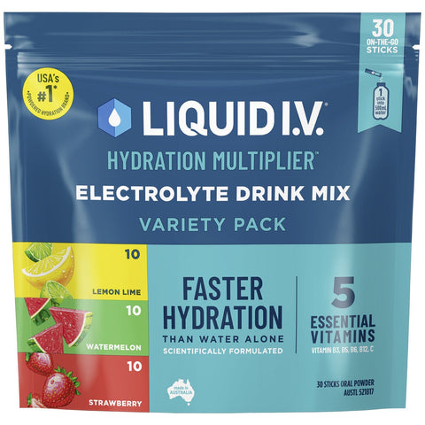 Liquid I.V Hydration Multiplier Electrolyte Powder Drink Mix 30 Sachets Variety Pack