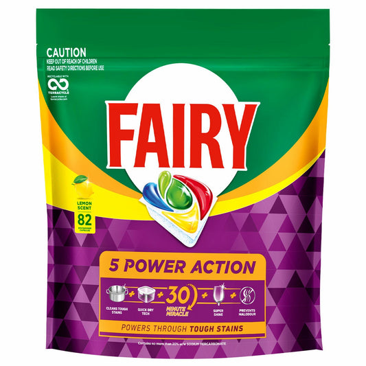 Fairy 5 Power Action Dishwasher Tablets 82 Pack Quick Dry