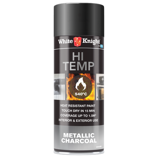 White Knight Hi Temp Spray Paint - 300g - Metallic Charcoal- Solvent Based - Heat Resistant - Auzzistore