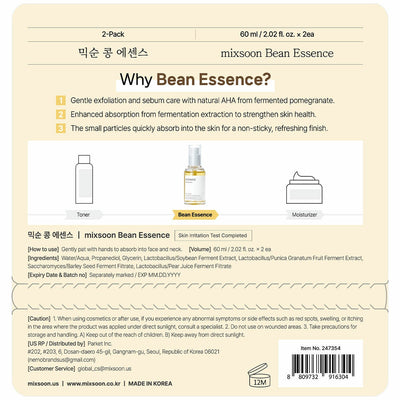 Mixsoon Bean Essence 2 x 60ml Fermented Soybean Hydrating Serum