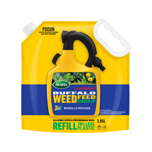 Scotts Lawn Builder Buffalo Weed Feed Green Up Refill Pouch - 2.5kg - 3-in-1 Weed Control - Auzzistore