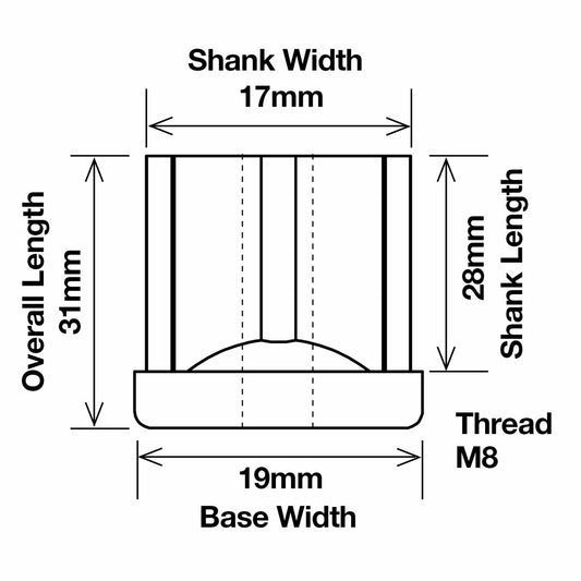Richmond Square Threaded Tube Insert M8 19mm Zinc Plated 2 Pack – view 2 - Auzzistore