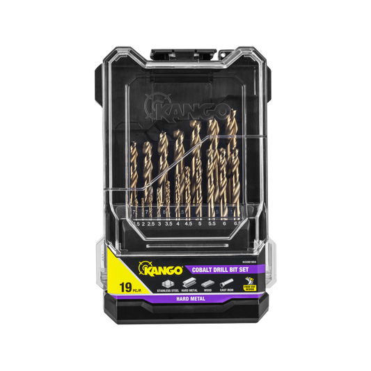 Kango 19 Piece Cobalt Drill Bit Set - 1mm to 10mm - Durable Precision - Auzzistore