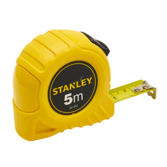 Stanley 5m Tape Measure - 19mm - Yellow - Durable Polymer Blade - Accurate Measurements - Auzzistore