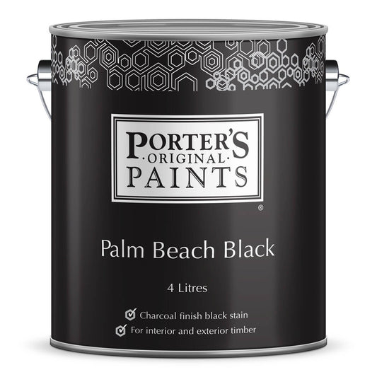 Porter S Paints 4L Palm Beach Black Timber Stain - Charcoal Black - Water-Based - Auzzistore