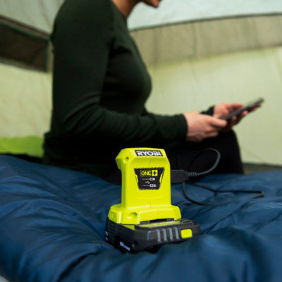 Ryobi 18V ONE+ Compact USB Power Source - Portable Charging Solution - 76mm x 81mm x 93mm