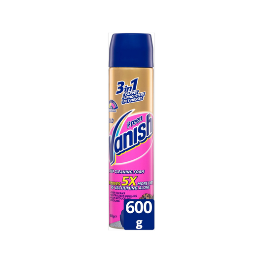 Vanish Preen 600g Gold 3in1 Deep Cleaning Carpet Foam - 600g - Removes Dirt & Pet Hair
