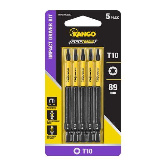Kango 89mm TX10 Impact Driver Bit 5 Pack - HYPERTORQUE™ - Durable Precision - Auzzistore