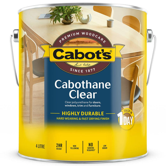 Cabot 4L Gloss Water Based Cabothane Clear Polyurethane - Durable - Fast Drying - Low Odour - Auzzistore