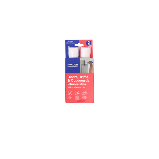 Monarch Mini Rollers 2 Pack - 160mm 4mm Nap - Ultra Microfibre - Red