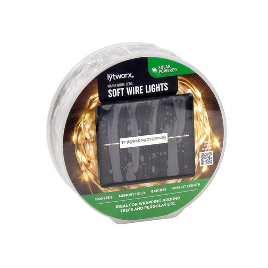 Lytworx Warm White Solar Soft Wire Lights - 49.95m - 8 Lighting Modes - Auzzistore