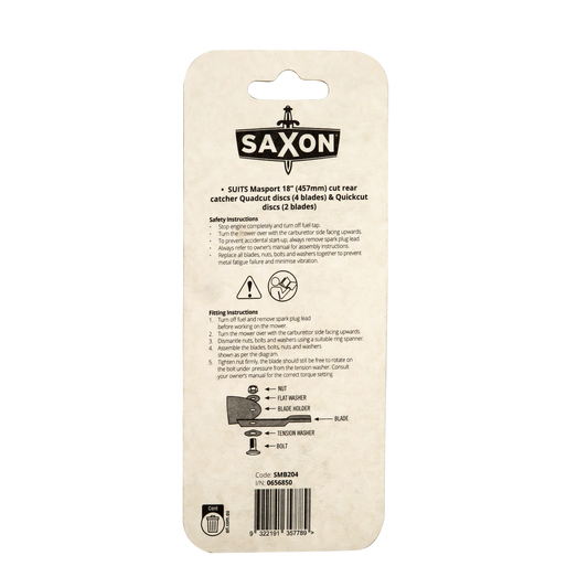 Saxon 18 Mower Blade Bolt Set - 2 Pack - 18” Replacement Blades - Compatible with Masport 18 Models – view 2 - Auzzistore