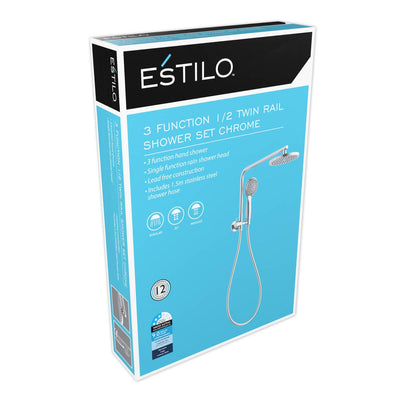 Estilo Chrome 3 Function 1/2 Twin Rail Shower Set - 9L/min - 3 Star Rating