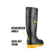 Dewalt Midland Pro Comfort Safety Gumboots Size 8 - PVC - Black - Durable Comfort