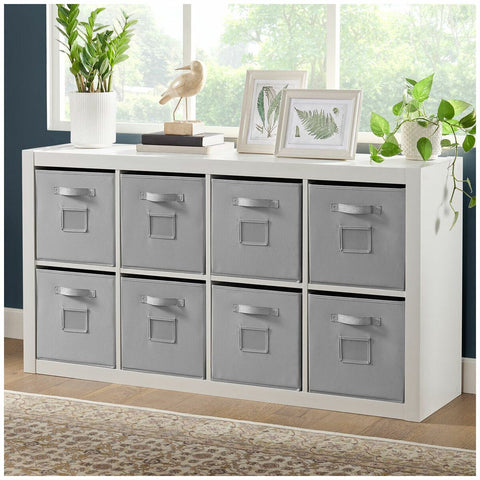 Bayside Furnishings Whalen O'nin Room Divider 8 Storage Bins White Melamine
