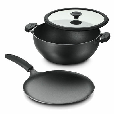 Tramontina Cast Iron Kadai And Tawa Set 3 Piece Pre-Seasoned