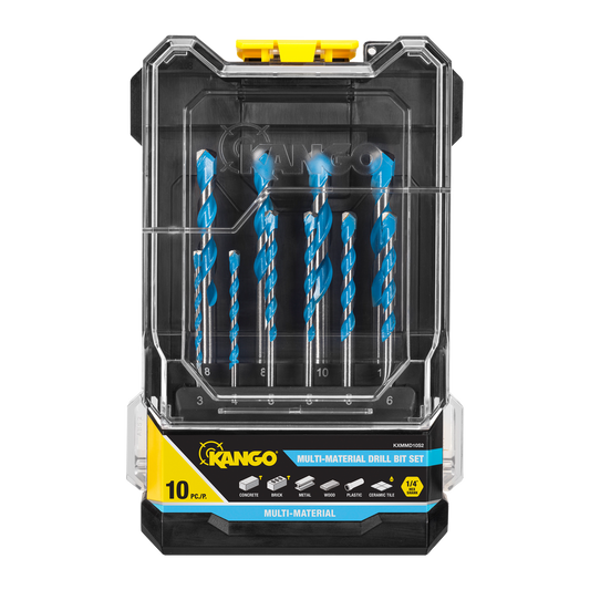 Kango 10 Piece Multi Material Drill Bit Set - 1/4" Shank - 3mm to 10mm - Durable Carbide Tips - Auzzistore