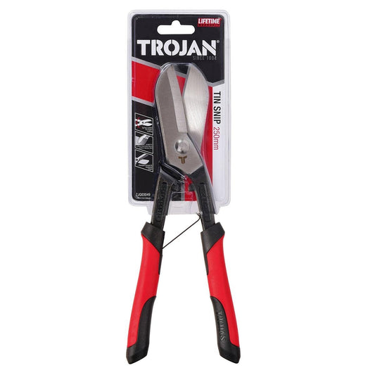 Trojan Tin Snips - 250mm - Steel - Spring Loaded Jaws - Auzzistore