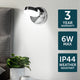Brilliant Chrome Raxi Adjustable LED Vanity Wall Light - 105mm x 165mm - Daylight