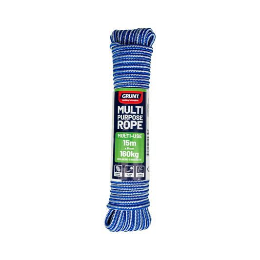 Grunt Multi Purpose Rope 6mm x 15m Polypropylene Tough Durable - Auzzistore
