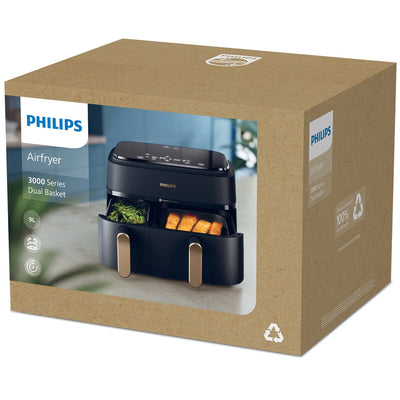 Philips 3000 Series Dual Basket Air Fryer 9 Litre 2300W Black NA352