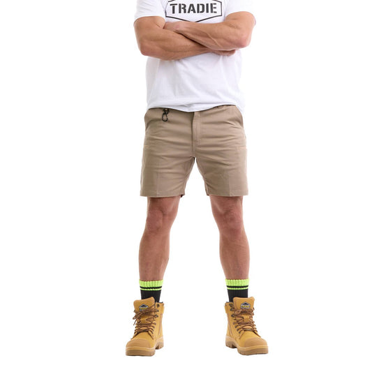 Tradie Pro Khaki Mid Short 87 - 2-Way Stretch Canvas - Reinforced Knees - Cargo Pockets – view 2
