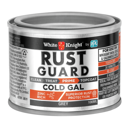 White Knight Rust Guard Cold Gal Primer Paint - 0.1L - Grey - Fast-Drying Rust Protection - Auzzistore