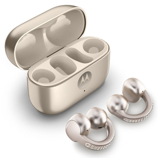 Motorola Moto Buds Loop Open Ear Earbuds With Swarovski Crystals French Oak