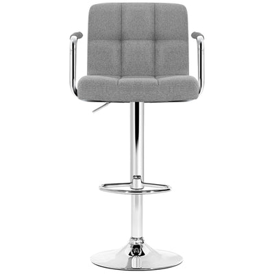 Artiss Gaslift Swivel Barstool 2 Pack Grey Linen Steel Chrome Durable