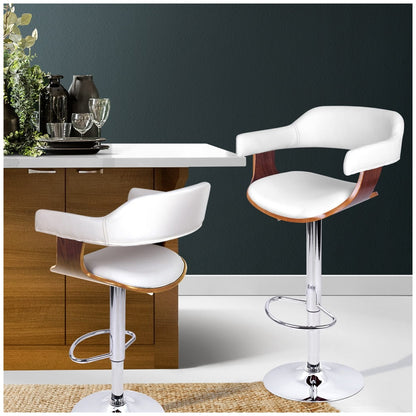 Artiss Selina White Barstool | Stylish Upholstered Seat | Solid Wood Legs | Kitchen & Bar Furniture