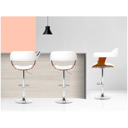 Artiss Selina White Barstool | Stylish Upholstered Seat | Solid Wood Legs | Kitchen & Bar Furniture