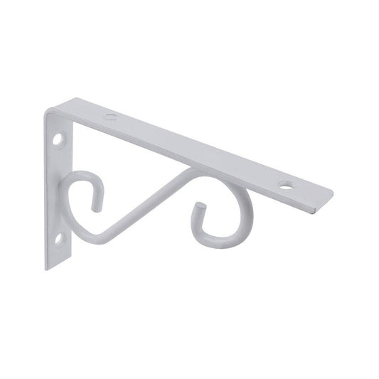 Carinya Scroll Stayed Bracket - 150 x 100mm - Powder Coated Steel - White - Auzzistore