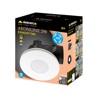 Mercator 290mm White Plug In Round Exhaust Fan With Tri Colour Led Light