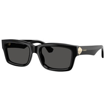 Burberry BE4443 Women's Sunglasses Black Acetate Rectangle Dark Grey Lenses