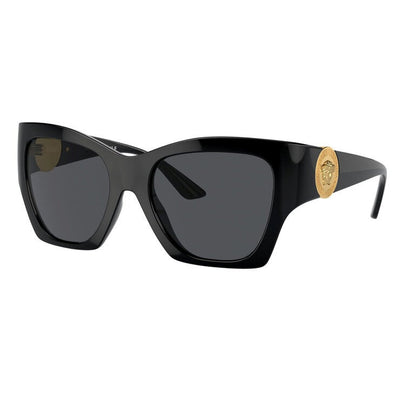 Versace VE4452 Women's Irregular Sunglasses Black Frame Dark Grey Lenses
