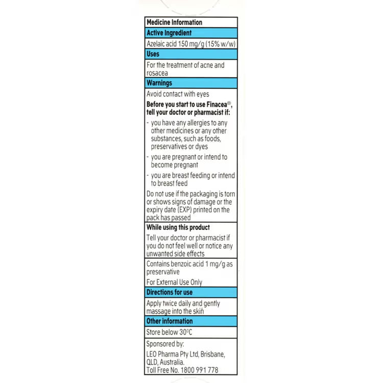 Finacea Acne Gel 15% 30g - Effective Treatment for Acne and Rosacea