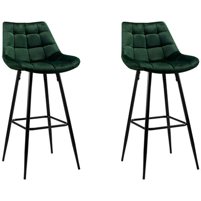 Artiss Velvet Barstool Green 2 Pack
