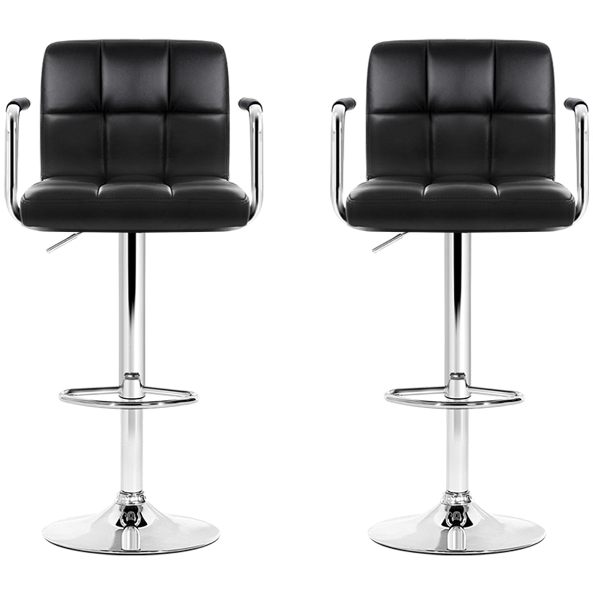 Artiss Black Gaslift Swivel Barstool with Arm Rests 2 Pack