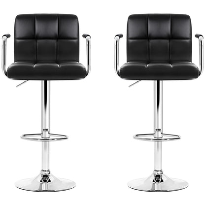 Artiss Black Gaslift Swivel Barstool with Arm Rests 2 Pack