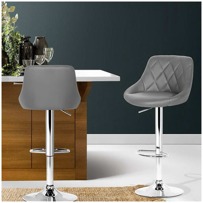 Artiss Gaslift Swivel Barstool 2 Pack - Vintage Industrial Style, Elm Wood Seat, Heavy Duty Steel Base