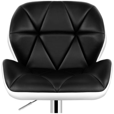 Artiss Black And White Gaslift Swivel Barstool With Rhombus Motif 2 Pack