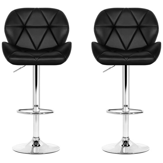 Artiss Black Gaslift Swivel Barstool With Rhombus Motif 2 Pack – view 2 - Auzzistore