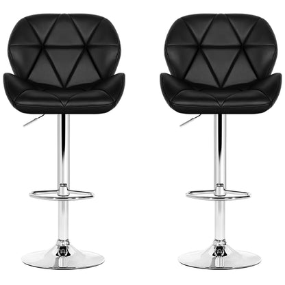 Artiss Black Gaslift Swivel Barstool With Rhombus Motif 2 Pack
