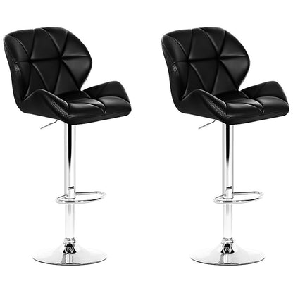 Artiss Black Gaslift Swivel Barstool With Rhombus Motif 2 Pack