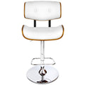 Artiss Gaslift Swivel Bar Stool Adjustable Height Elm Wood Seat White