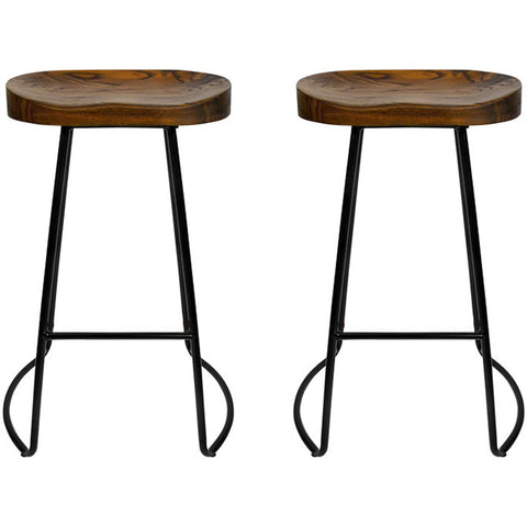 Artiss Vintage Tractor Barstool Black 2 Pack - Rustic Style, Metal Frame, Swivel Seat, Footrest, Indoor/Outdoor Use - Auzzistore
