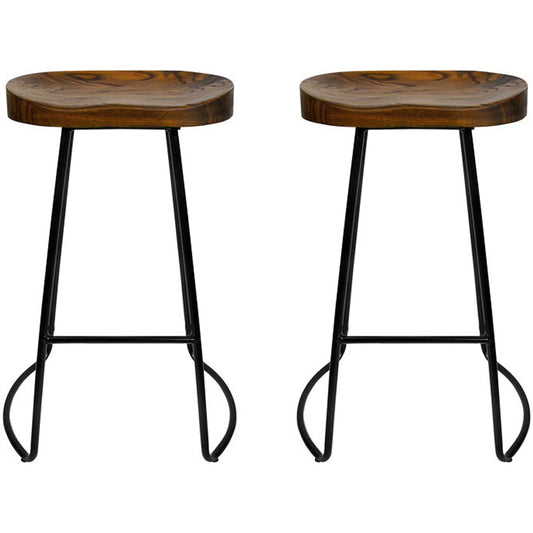Artiss Vintage Tractor Barstool Black 2 Pack - Rustic Style, Metal Frame, Swivel Seat, Footrest, Indoor/Outdoor Use