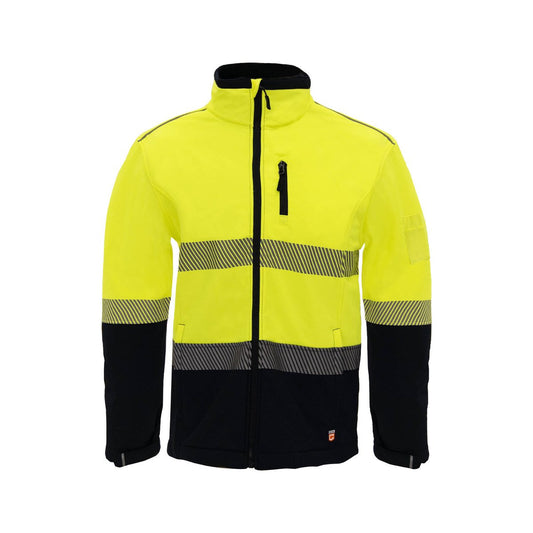 Citeco Yellow Hi Vis Soft Shell Jacket Small - UPF 50+ - Fleece Lined