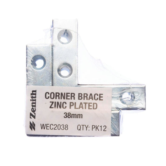 Zenith Corner Brace Bracket - 38mm - Zinc Plated - 12 Pack - Auzzistore