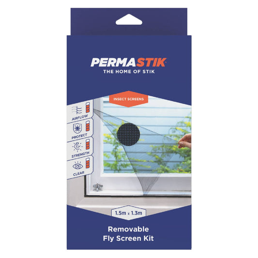 Permastik Removable Insect Screen - 1.5m x 1.3m - Polyester - DIY Installation - Auzzistore
